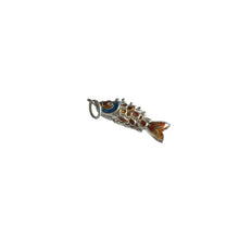 Tiny Articulated Enamel Koi Fish, Silver Orange 1"