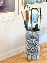 Blue & White Porcelain Ancestor Umbrella Stand, Fish Motif