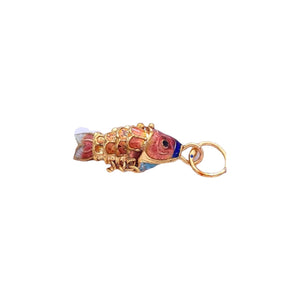 Tiny Articulated Enamel Koi Fish, Soft Orange 1"