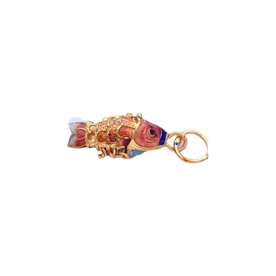 Tiny Articulated Enamel Koi Fish, Soft Orange 1