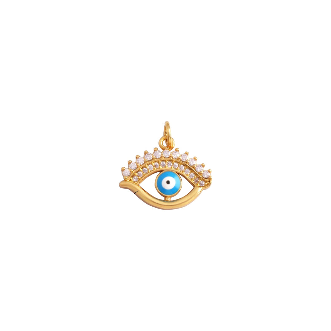 Evil Eye 18K Gold Plated Pave CZ Charm Pendant, Medium