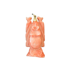 GF Antique Coral Lucite Laughing Buddha Pendant