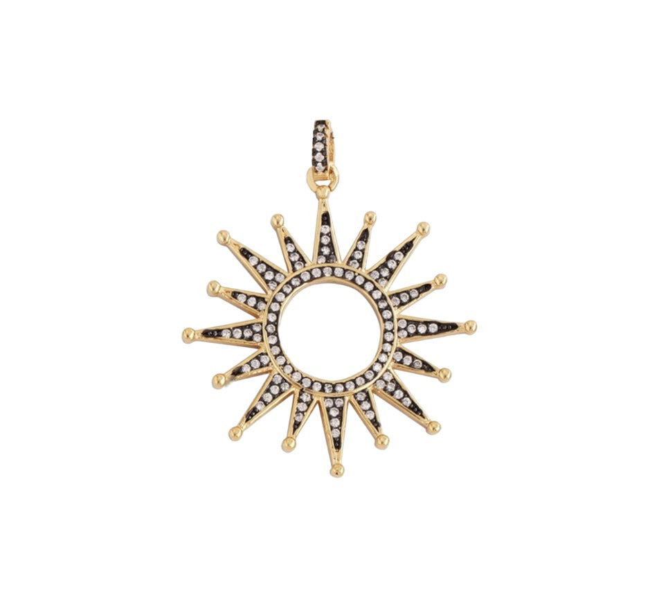 18k Gold Plated Antiqued Star Pendant, XL