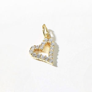 18k Gold Plated Hanging CZ Heart Charm