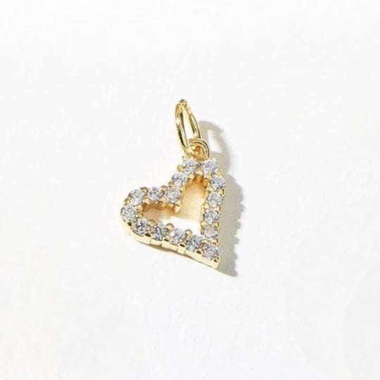 18k Gold Plated Hanging CZ Heart Charm