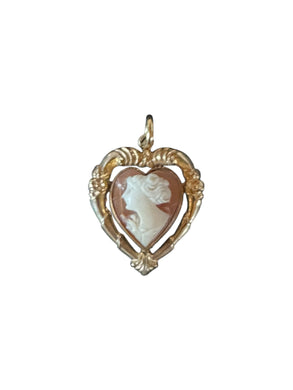 Gold Filled Victorian Cameo Heart Charm Art Nouveau Style