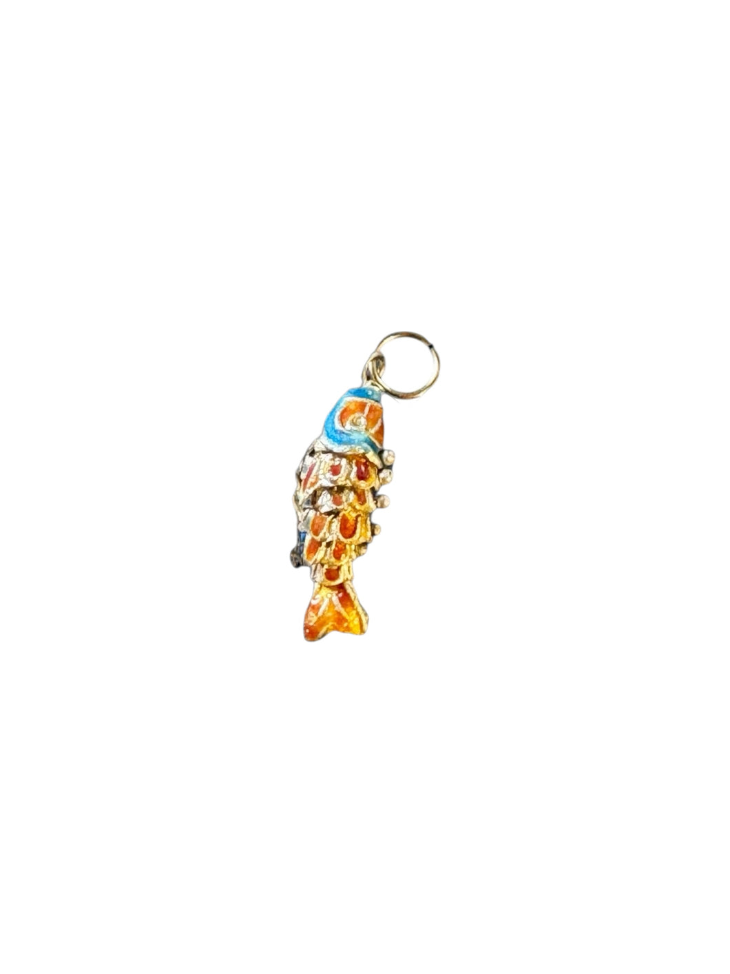 Articulated Fish Blue, Orange & Silver Pendant - Seacraft Collab