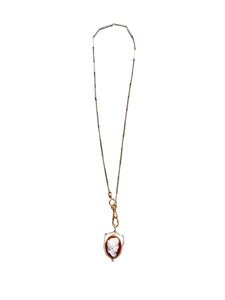 14k Gold Victorian Carnelian Seed Pearl Pendant