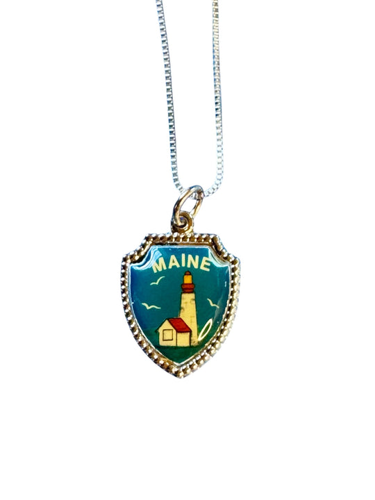 Vintage Maine Enamel Pendant Necklace - Seacraft Collab