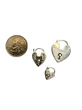 Victorian Antique Style Silver Etched Heart Pad Lock, Small