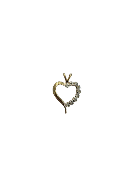 14k Gold Heart with Diamond Accent  Charm