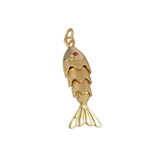 14K Gold Plated CZ Fish Charm