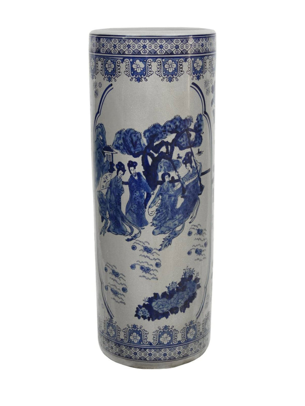 Blue & White Porcelain Ancestor Umbrella Stand