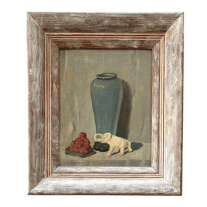 Louis Saphier Still Life Painting - Vase, Buddha & Elephant