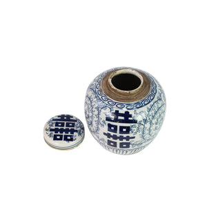 Opened Blue and white china (tea jar) from Luxe Curations