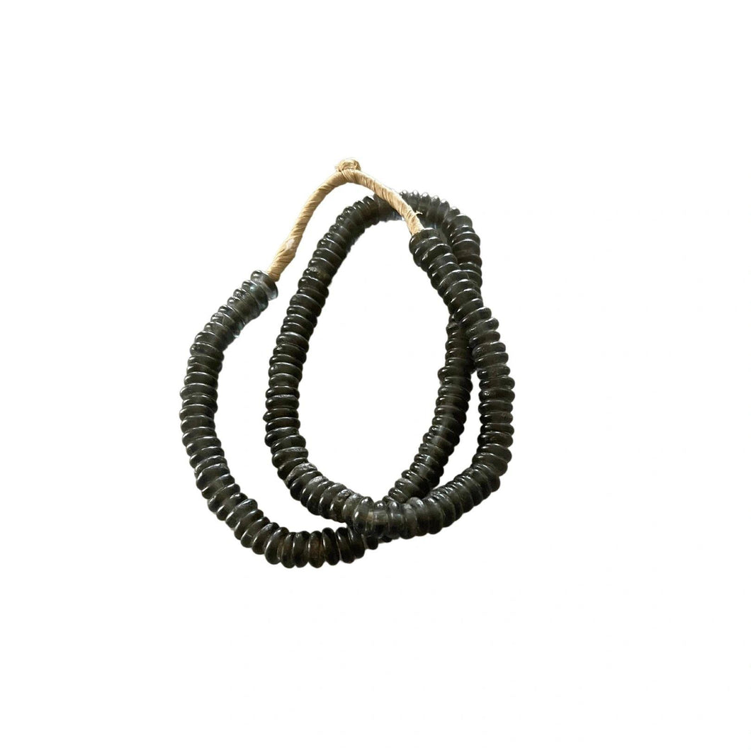 Ashanti Glass Trade Beads, Dark Gray Smoke