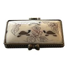 Chinese Carved Bone and Ink Trinket Box, Turtle Motif