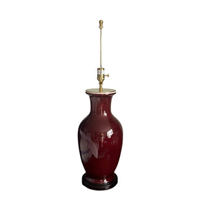 Hualan Vase Lamp Base- Sang de Boeuf