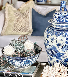 Blue and White Lotus Flower Chinoiserie Bowl
