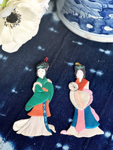 Silk Chinese Paper Doll Ornaments, Set of 2