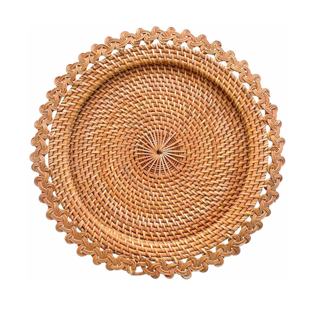 Woven Rattan Charger Plate, Braided Edge