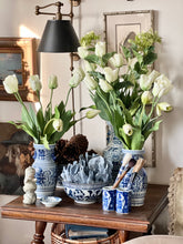 Blue and White Chinoiserie Double Happiness Flower Vase, XS