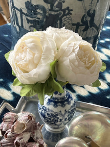  3 Silk Peony Flowers in a vase