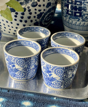 4 Chinoiserie Blue and White China Cachepots