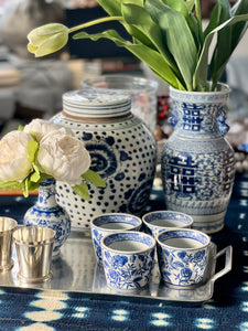 Flower Bud Chinoiserie Cachepots used as decor