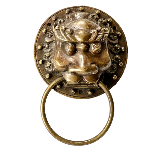 Brass Foo Dog Door Knocker, Small