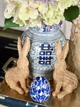 Blue and White Chinoiserie Lotus Flower Porcelain Easter Egg