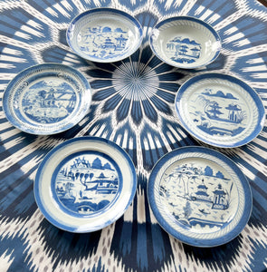 Blue & White Canton Pagoda Porcelain Bowl