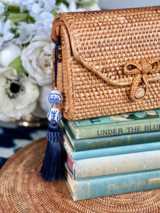 Blue & White Chinoiserie Chic Double Happiness Tassel, Triple