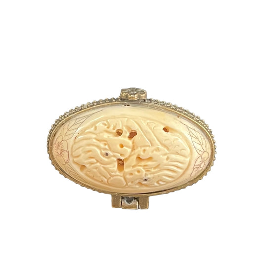 Chinese Carved Bone and Ink Trinket Box, Dragon Motif