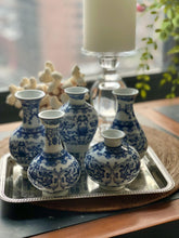 Chinoiserie Blue and White Porcelain Curling Vine Bud Vase, Classic