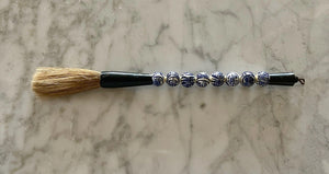 Chinese Calligraphy Brush, Blue and White Porcelain  Double Happiness Beads, Small
