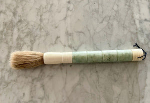 Calligraphy Brush, Light Green Marble Archer's Rings, Large