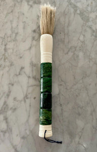 Calligraphy Brush, Dark Green Marble Archer's Rings, Large