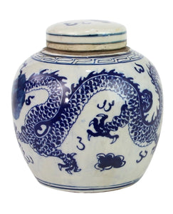 Chinoiserie Blue and White Mini Dragon Ja
