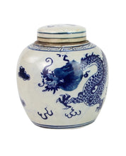 Chinoiserie Blue and White Mini Dragon Jar