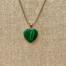 Handcarved Malachite Heart Pendant Necklace