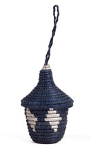 Woven Mini Lidded Basket Ornaments, Blue + Silver