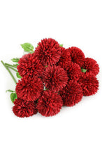Faux Red Chrysanthemum Ball Stem