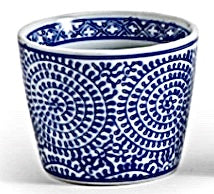 Blue and White Chinoiserie Canton Petite Cachepot, Swirling Vines Motif