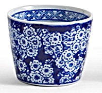 Blue and White Chinoiserie Canton Petite Cachepot, Flower Blossom Motif