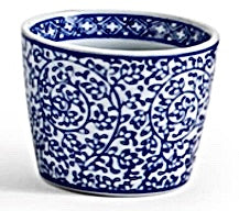 Blue and White Chinoiserie Canton Petite Cachepot, Swirling Floral Vine Motif