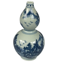 Blue and White Chinoiserie Bud Vase