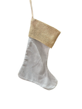 Blue and White Stripe Linen Christmas Stocking