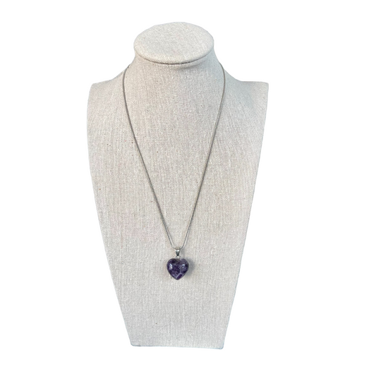 Handcarved Amethyst Heart Pendant