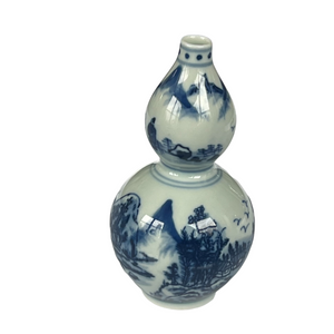 Blue and White Chinoiserie Bud Vase